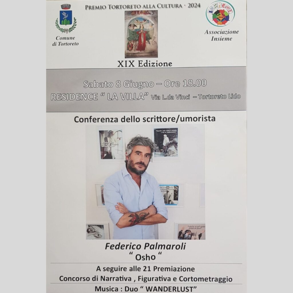 Sabato 8 giugno, l'associazione Insieme presenta la conferenza dello scrittore/umorista Federico Palmaroli a Tortoreto Lido.