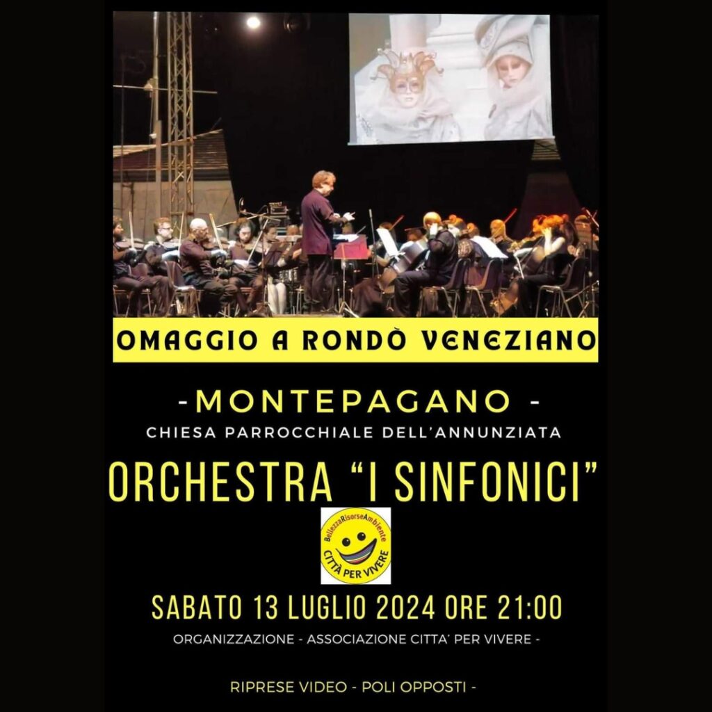 Sabato 13 luglio alle ore 21.00 nella Chiesa Parrocchiale dell'Annunziata di Montepegano omaggio a Rondò Veneziano ad opera dell'orchestra 